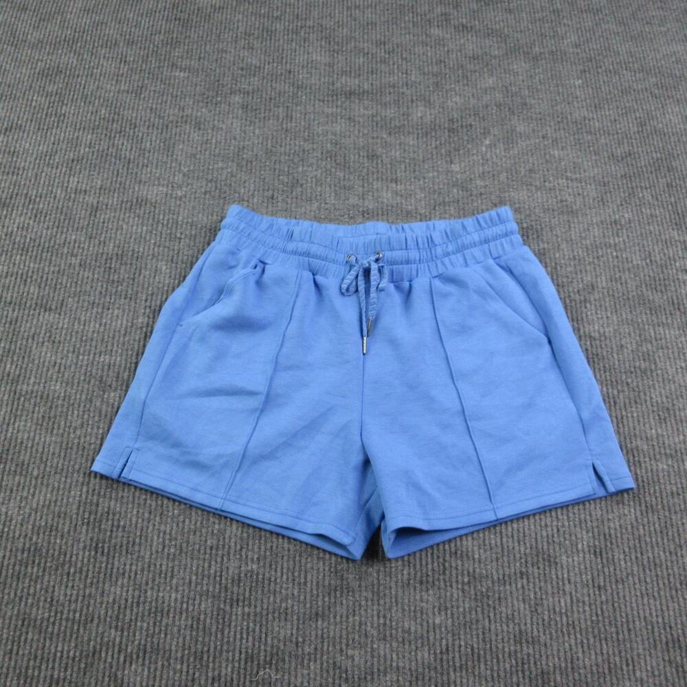 We Wander Shorts Womens L Blue Sweat Jersey Modal Drawstring Pocket 32x4* NWT